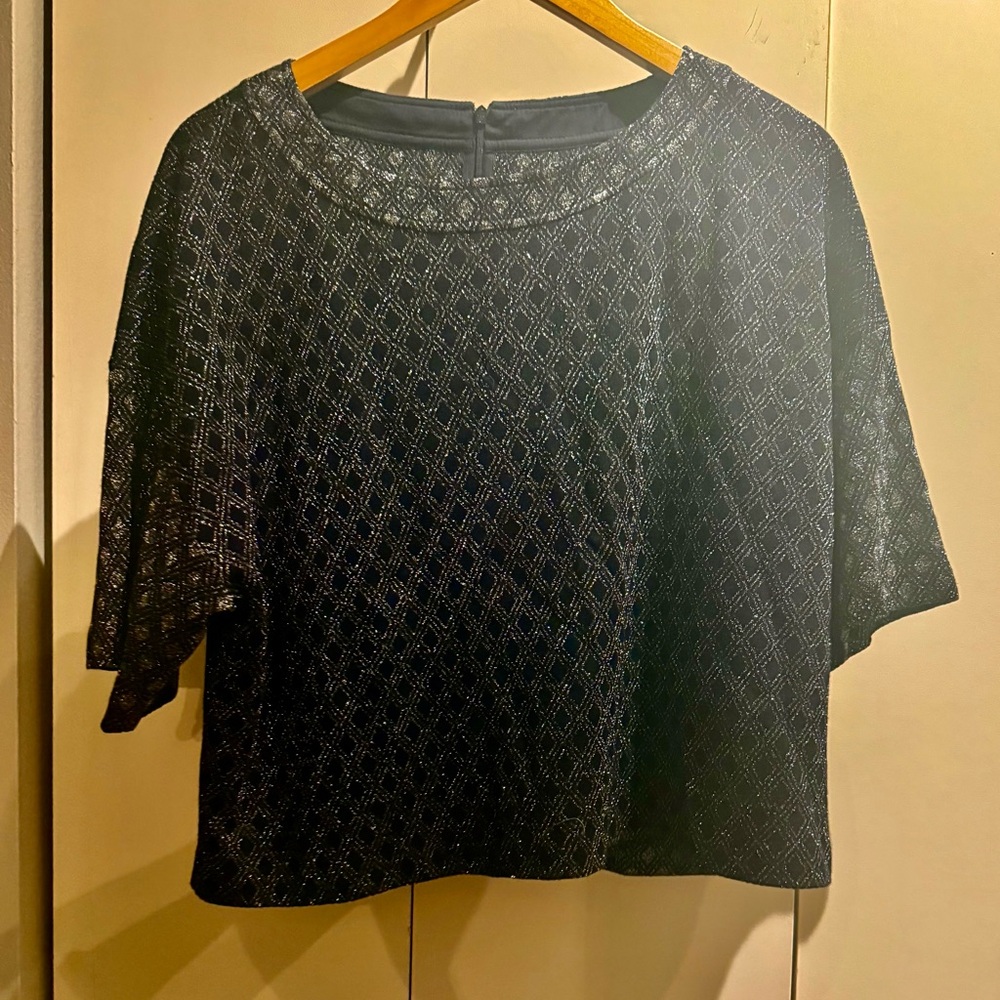 St. John Collection Elegant Midnight Shimmer Patterned Blouse